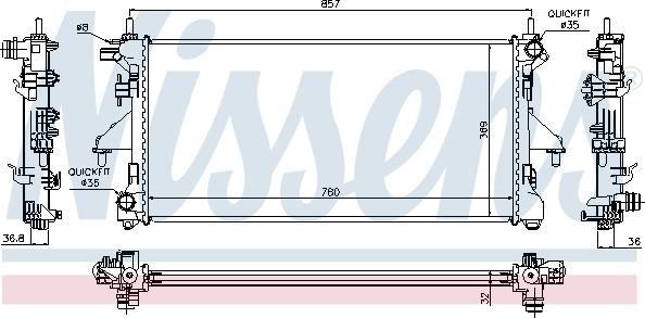 Nissens 63556 - Радіатор, охолодження двигуна autocars.com.ua