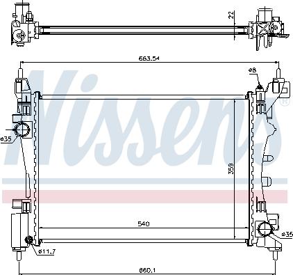 Nissens 636005 - Радіатор, охолодження двигуна autocars.com.ua