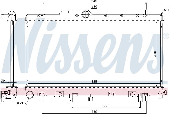 Nissens 64116 - Радіатор, охолодження двигуна autocars.com.ua