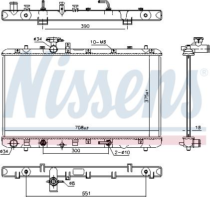 Nissens 64255 - Радіатор, охолодження двигуна autocars.com.ua