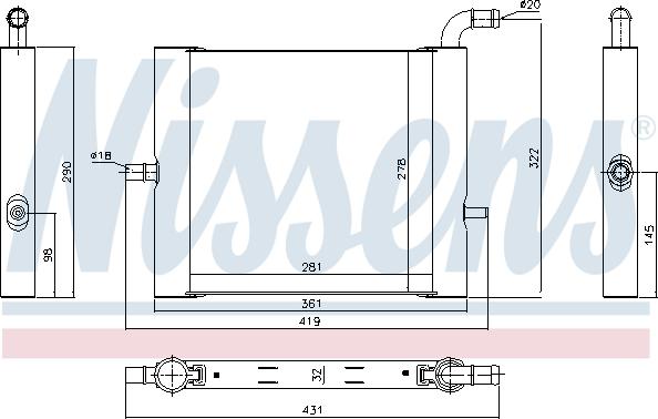 Nissens 64338 - Низькотемпературний охолоджувач, інтеркулер autocars.com.ua