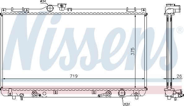 Nissens 64653A - Радіатор, охолодження двигуна autocars.com.ua