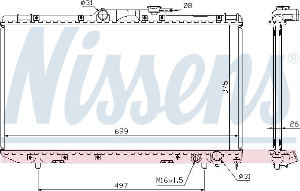 Nissens 64664A - Радіатор, охолодження двигуна autocars.com.ua