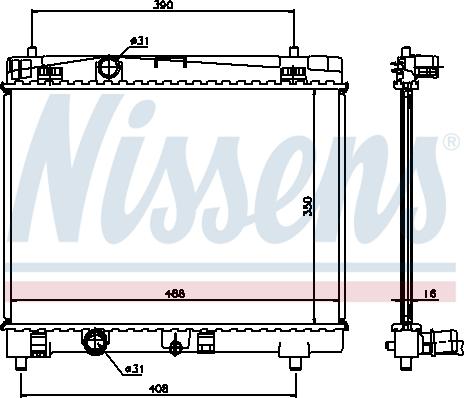 Nissens 64671A - Радіатор, охолодження двигуна autocars.com.ua