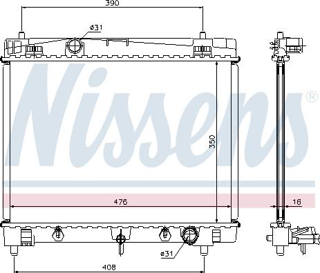 Nissens 64682 - Радиатор, охлаждение двигателя avtokuzovplus.com.ua