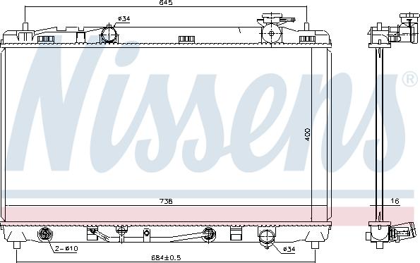 Nissens 646844 - Радіатор, охолодження двигуна autocars.com.ua