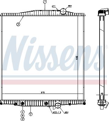 Nissens 654720 - Радіатор, охолодження двигуна autocars.com.ua