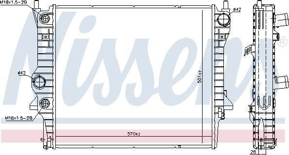 NISSENS 66708 - Радіатор, охолодження двигуна autocars.com.ua