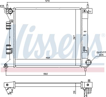 Nissens 66775 - Радіатор, охолодження двигуна autocars.com.ua