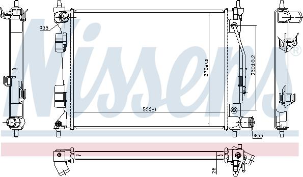 Nissens 675073 - Радіатор, охолодження двигуна autocars.com.ua