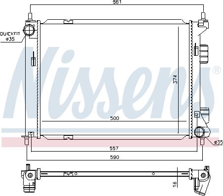 Nissens 67603 - Радiатор autocars.com.ua