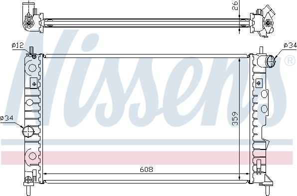 Nissens 68002A - Радіатор, охолодження двигуна autocars.com.ua