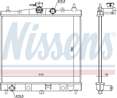 Nissens 68728 - Радіатор, охолодження двигуна autocars.com.ua