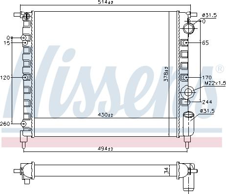 Nissens 690744 - Радіатор, охолодження двигуна autocars.com.ua