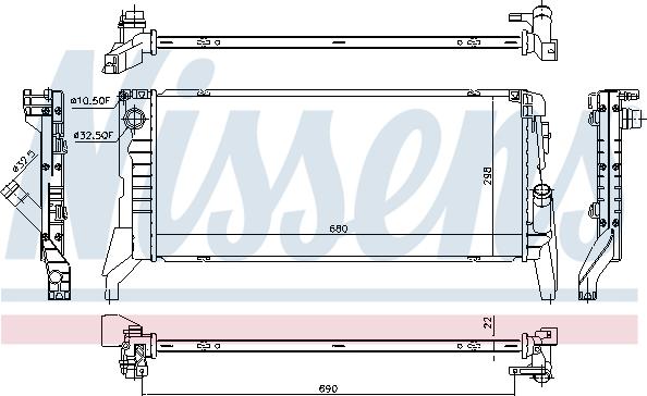 Nissens 69711 - Радіатор, охолодження двигуна autocars.com.ua