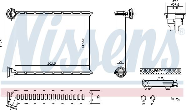 Nissens 707199 - Теплообмінник, опалення салону autocars.com.ua