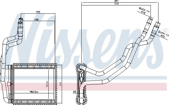 Nissens 707211 - Теплообмінник, опалення салону autocars.com.ua