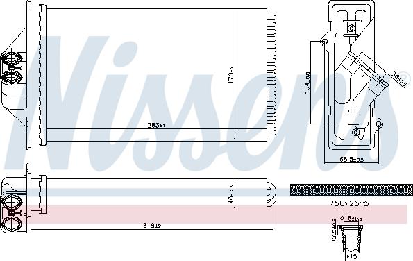 Nissens 707293 - Теплообмінник, опалення салону autocars.com.ua