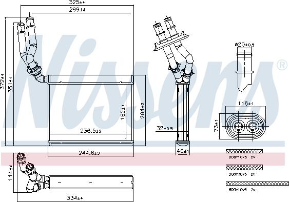 Nissens 707299 - Теплообмінник, опалення салону autocars.com.ua