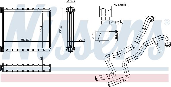 NISSENS 707368 - Теплообмінник, опалення салону autocars.com.ua