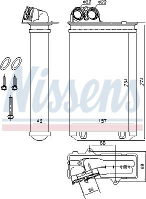 Nissens 71152 - Теплообмінник, опалення салону autocars.com.ua