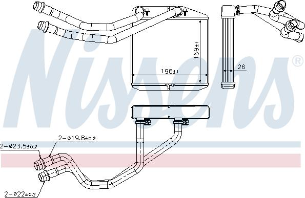 Nissens 71163 - Радіатор обігріу салону autocars.com.ua