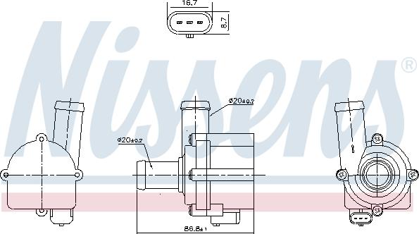 Nissens 832121 - Водяний насос autocars.com.ua