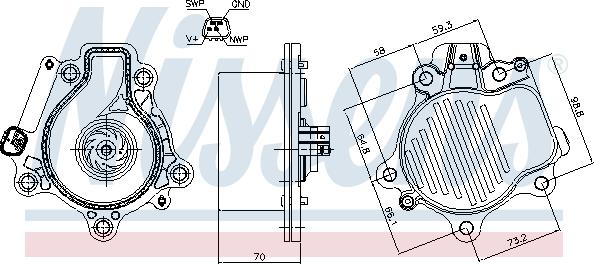 Nissens 832147 - Водяний насос autocars.com.ua