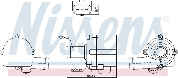 Nissens 832152 - Водяний насос autocars.com.ua