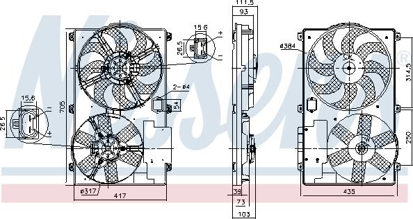 Nissens 850092 - Вентилятор, охолодження двигуна autocars.com.ua