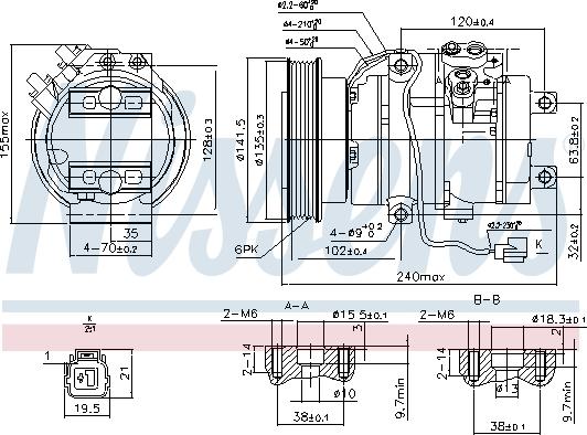 Nissens 890017 - Компресор, кондиціонер autocars.com.ua