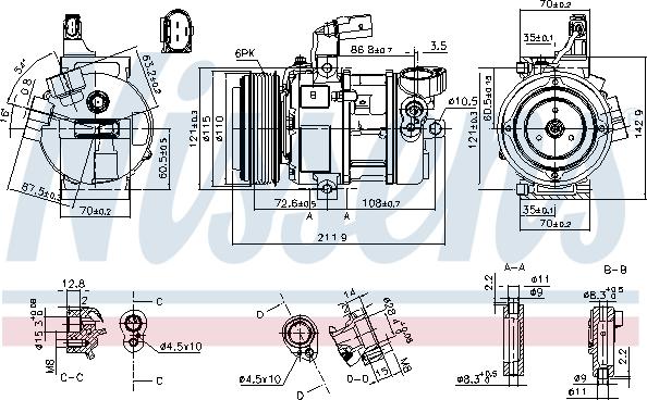 Nissens 890087 - Компрессор кондиционера avtokuzovplus.com.ua