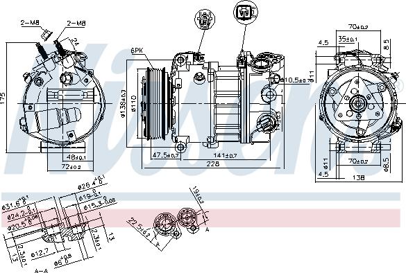 Nissens 890124 - Компрессор кондиционера avtokuzovplus.com.ua