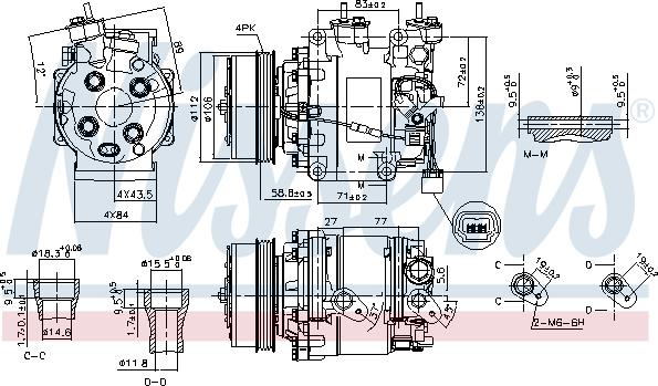 Nissens 890155 - Компресор, кондиціонер autocars.com.ua