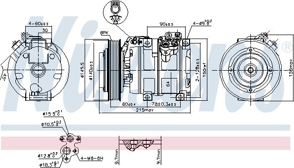 Nissens 890166 - Компрессор кондиционера avtokuzovplus.com.ua