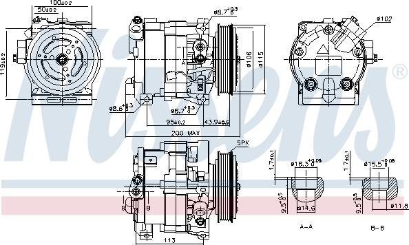 Nissens 890187 - Компресор, кондиціонер autocars.com.ua