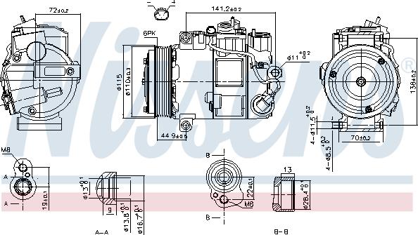 Nissens 890199 - Компресор, кондиціонер autocars.com.ua