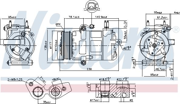 Nissens 890217 - Компрессор кондиционера avtokuzovplus.com.ua