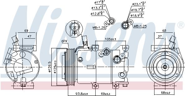 Nissens 890237 - Компресор, кондиціонер autocars.com.ua