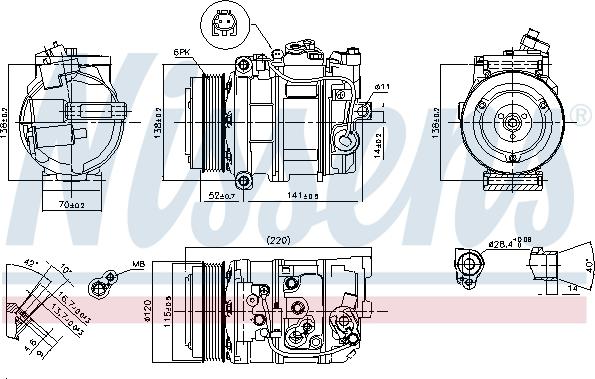 Nissens 890379 - Компресор, кондиціонер autocars.com.ua