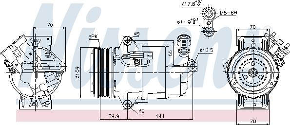 Nissens 89041 - Компресор, кондиціонер autocars.com.ua