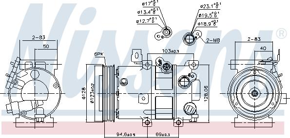 Nissens 890430 - Компресор, кондиціонер autocars.com.ua