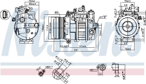 Nissens 890552 - Компресор, кондиціонер autocars.com.ua