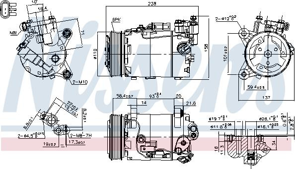 Nissens 890601 - Компресор, кондиціонер autocars.com.ua