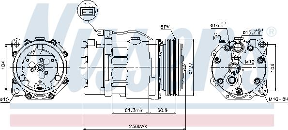 Nissens 89061 - Компресор, кондиціонер autocars.com.ua