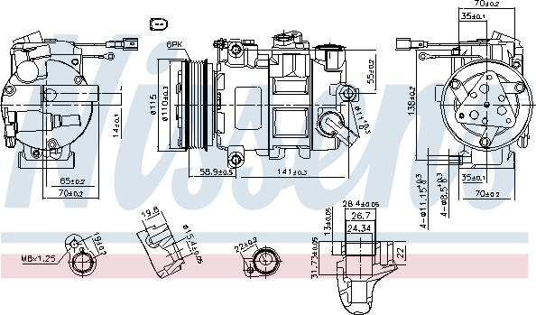 Nissens 890620 - Компресор, кондиціонер autocars.com.ua