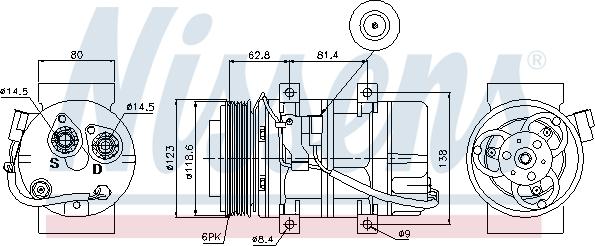 Nissens 89069 - Компрессор кондиционера avtokuzovplus.com.ua