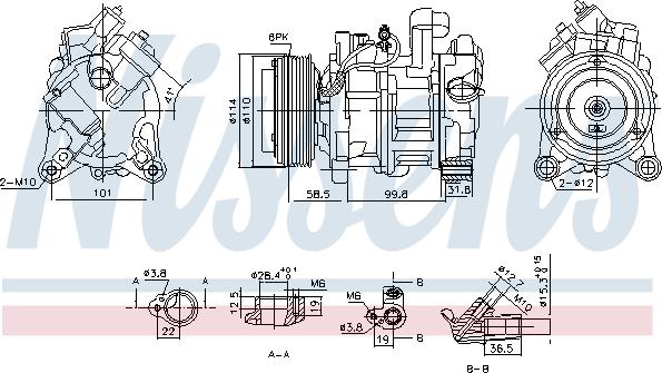 Nissens 890746 - Компрессор кондиционера avtokuzovplus.com.ua