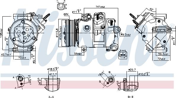 Nissens 890772 - Компресор, кондиціонер autocars.com.ua