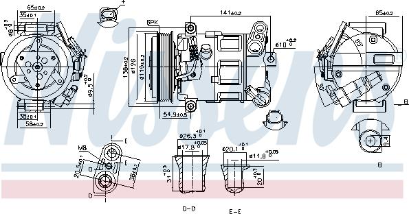 Nissens 890801 - Компресор, кондиціонер autocars.com.ua